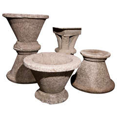 Vintage Set of Four Tapered Cast Stone Pots