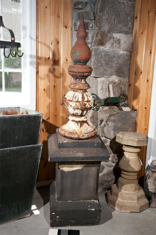 Victorian Carved Yorkstone and Cast Iron Lamp Post Fountain For Sale