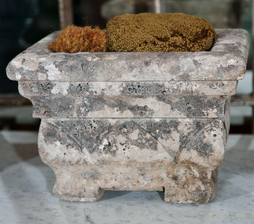 Carved Limestone Table Top Jardiniere