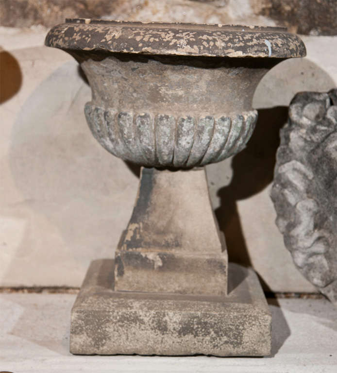 Early Pair of English Carved Stone Urns For Sale at 1stdibs