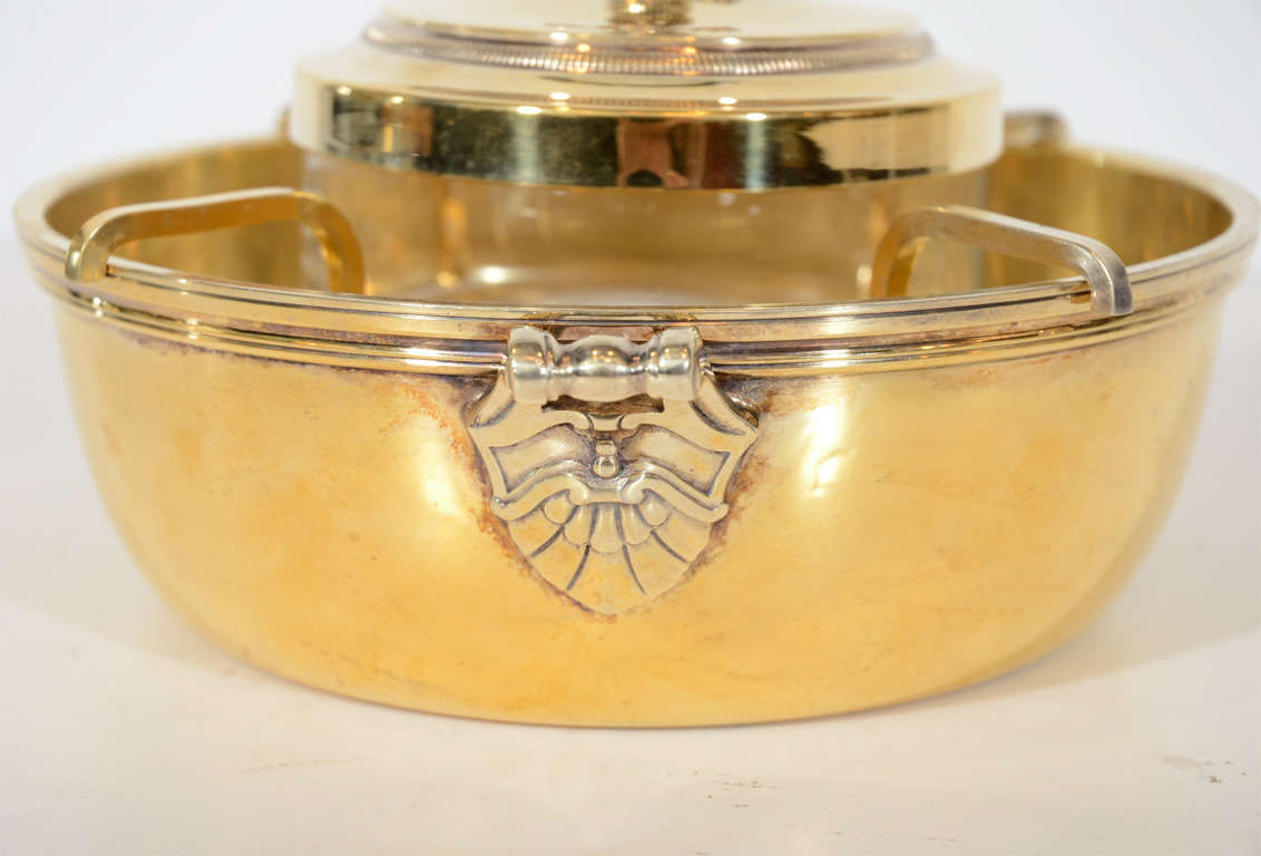 Art Deco Gilded and Sterling Caviar Bowl by Christofle In Excellent Condition In New York, NY