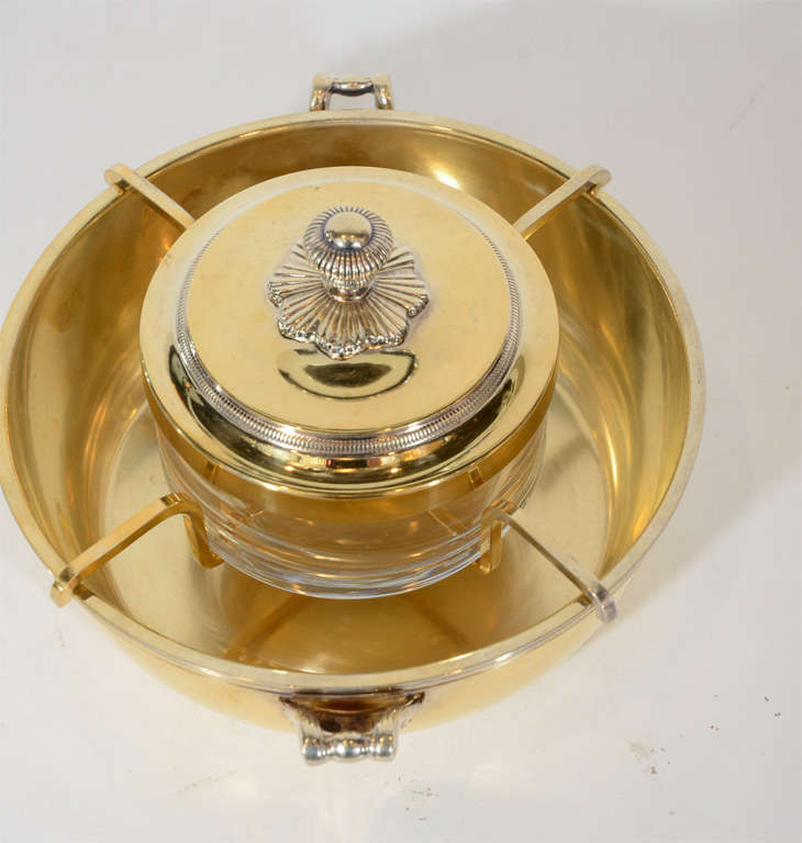 20th Century Art Deco Gilded and Sterling Caviar Bowl by Christofle