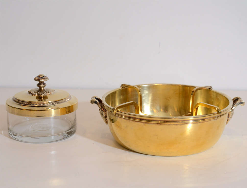 Art Deco Gilded and Sterling Caviar Bowl by Christofle 3