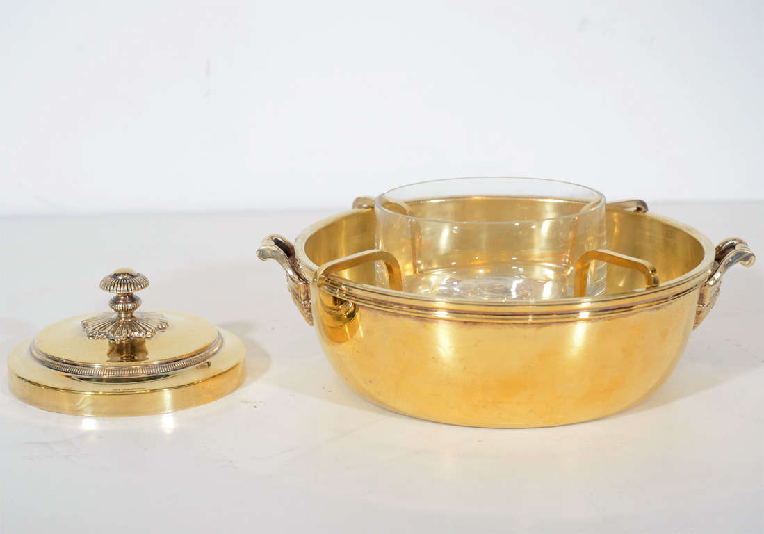 Art Deco Gilded and Sterling Caviar Bowl by Christofle 5