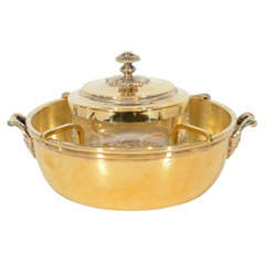 Art Deco Gilded and Sterling Caviar Bowl by Christofle