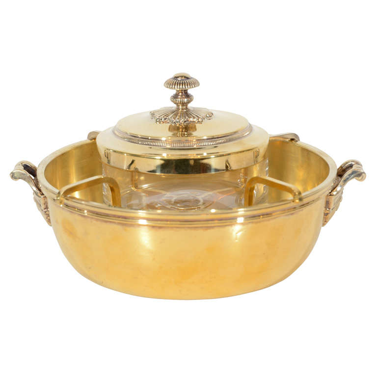 Art Deco Gilded and Sterling Caviar Bowl by Christofle
