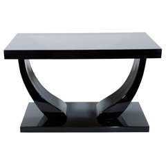 Art Deco Two Tiered Side Table by Modernage in Black Lacquer