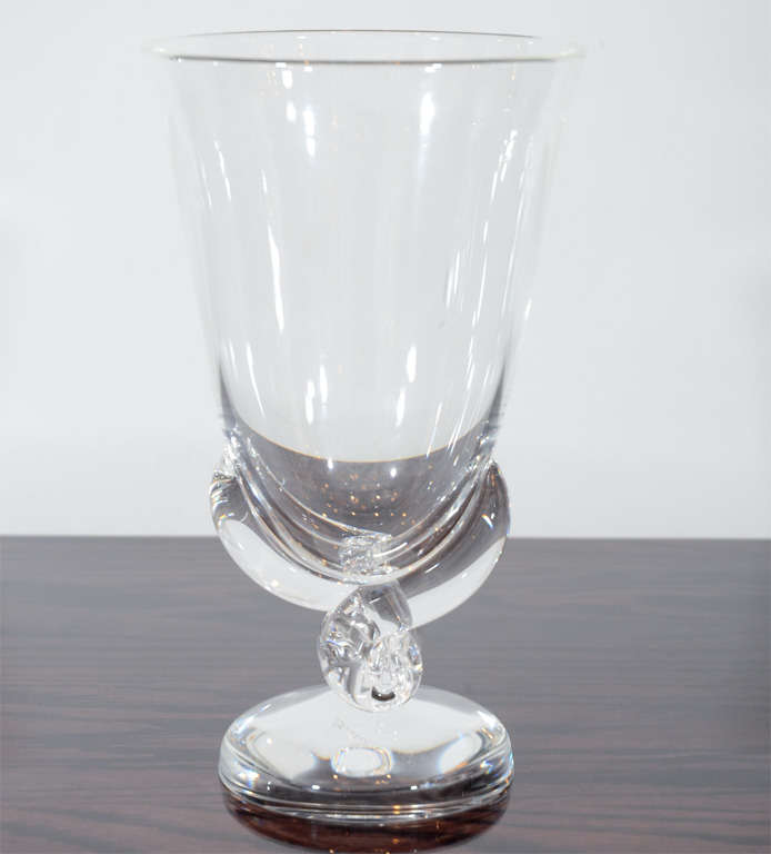 Modernist Crystal Urn Vase by Steuben