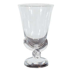 Modernist Crystal Urn Vase by Steuben
