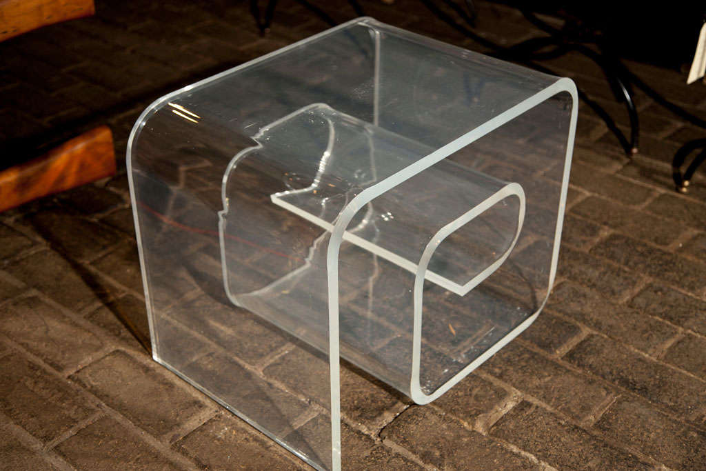 Mid-20th Century Greek Key Style Lucite Side Table