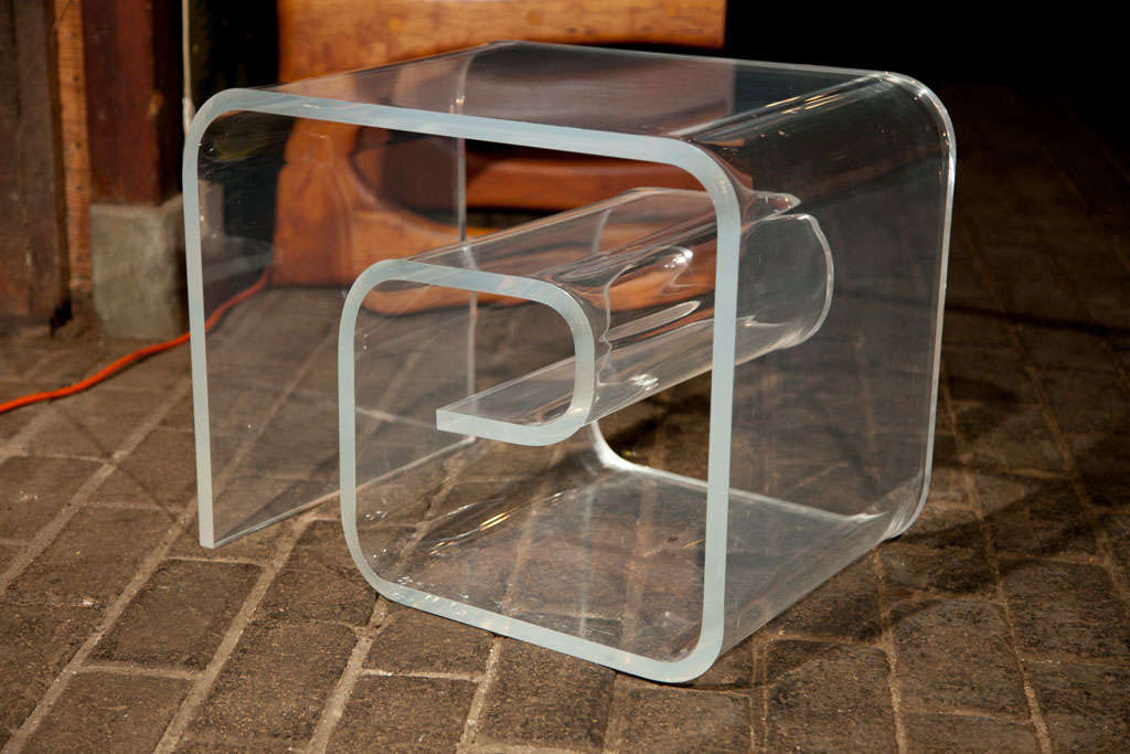 Greek Key Style Lucite Side Table 1