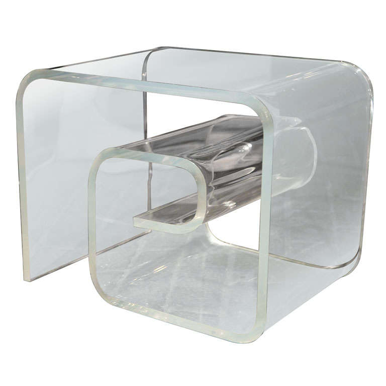 Greek Key Style Lucite Side Table