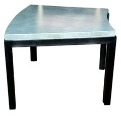 Curved Aqua Leather Top Table Widdicomb Style