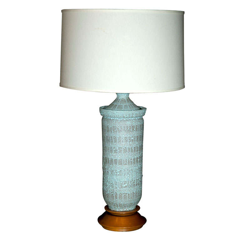 Large Pale Blue "Lava" Ceramic Lamp