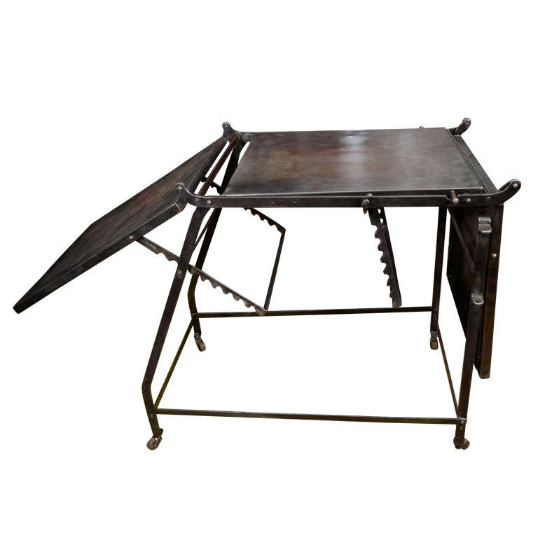French Industrial Folding Table For Sale