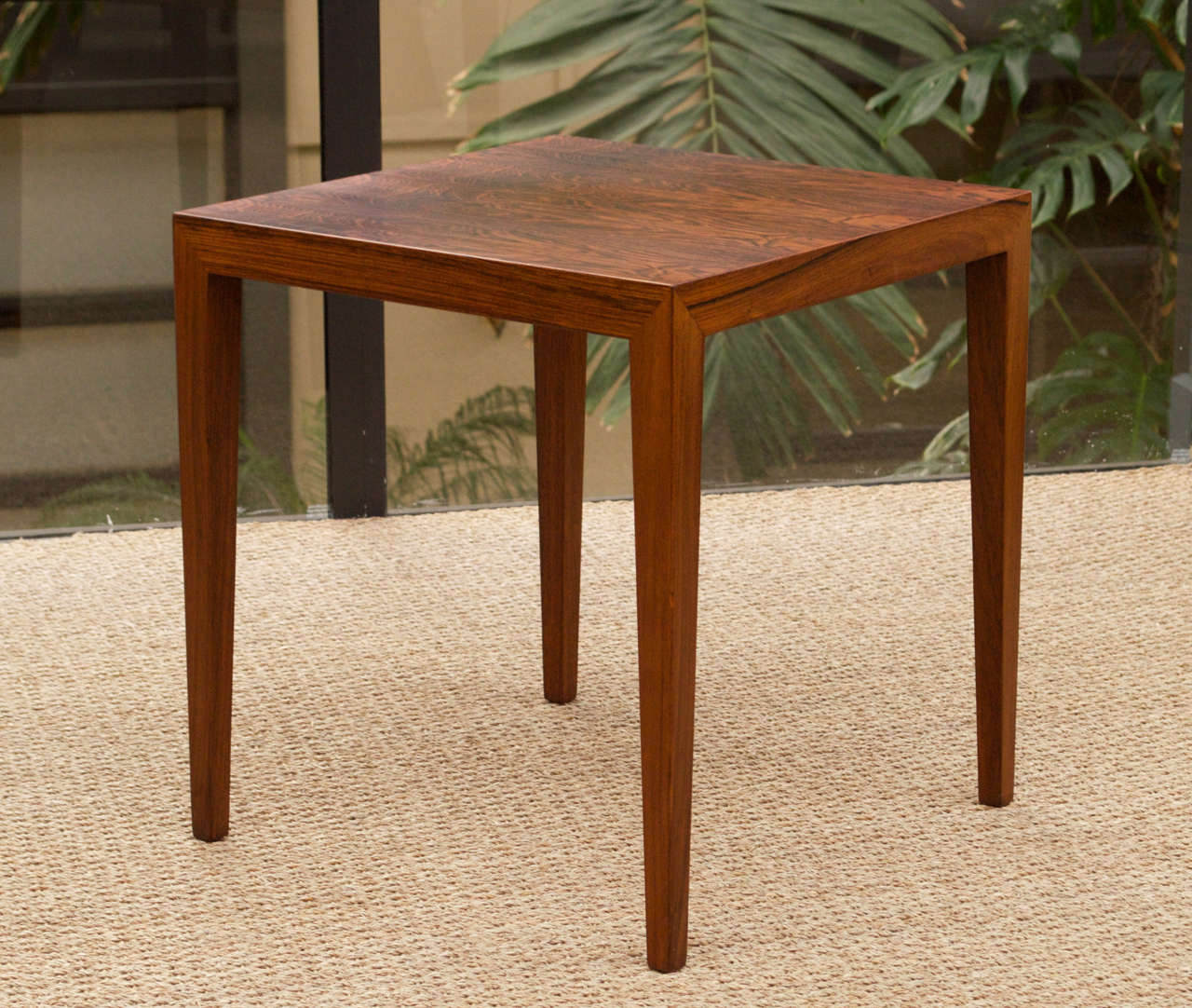 A Severin Hansen Jr. End Table in Brazilian Rosewood. Manufactured
and Labeled by Haslev Mobelfabrik.