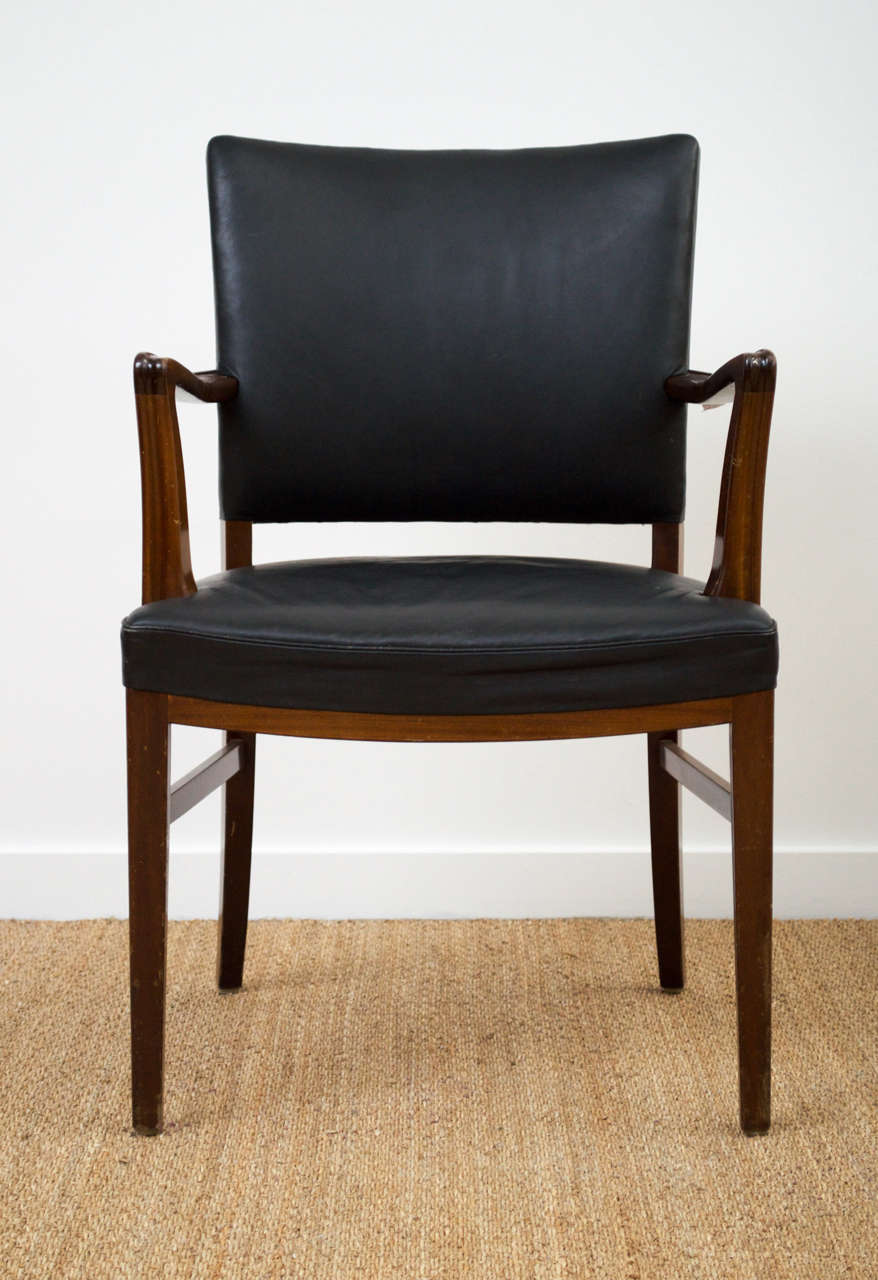Ole Wanscher Rosewood and Leather Arm Chair made by A.J. Iversen