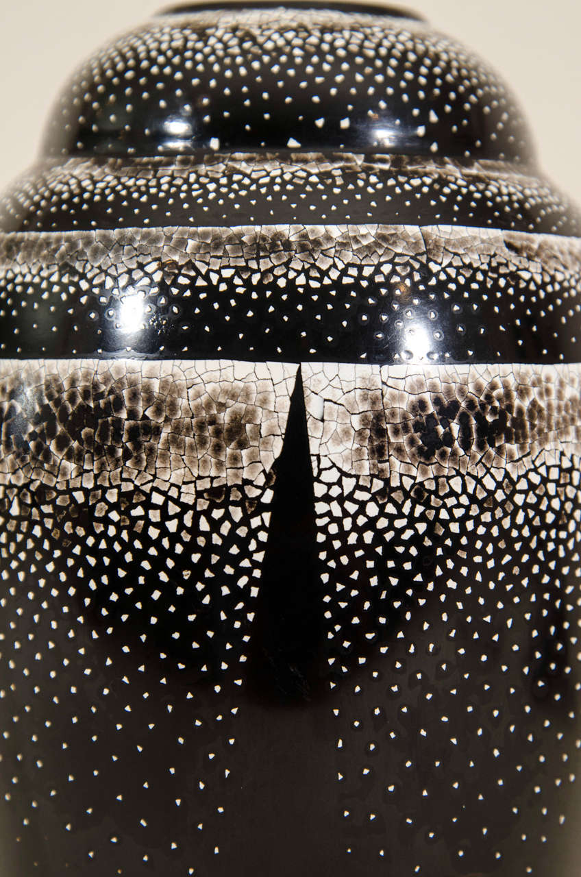 Jean Dunand French Art Deco Ovoid Lacquered Vase For Sale at 1stDibs