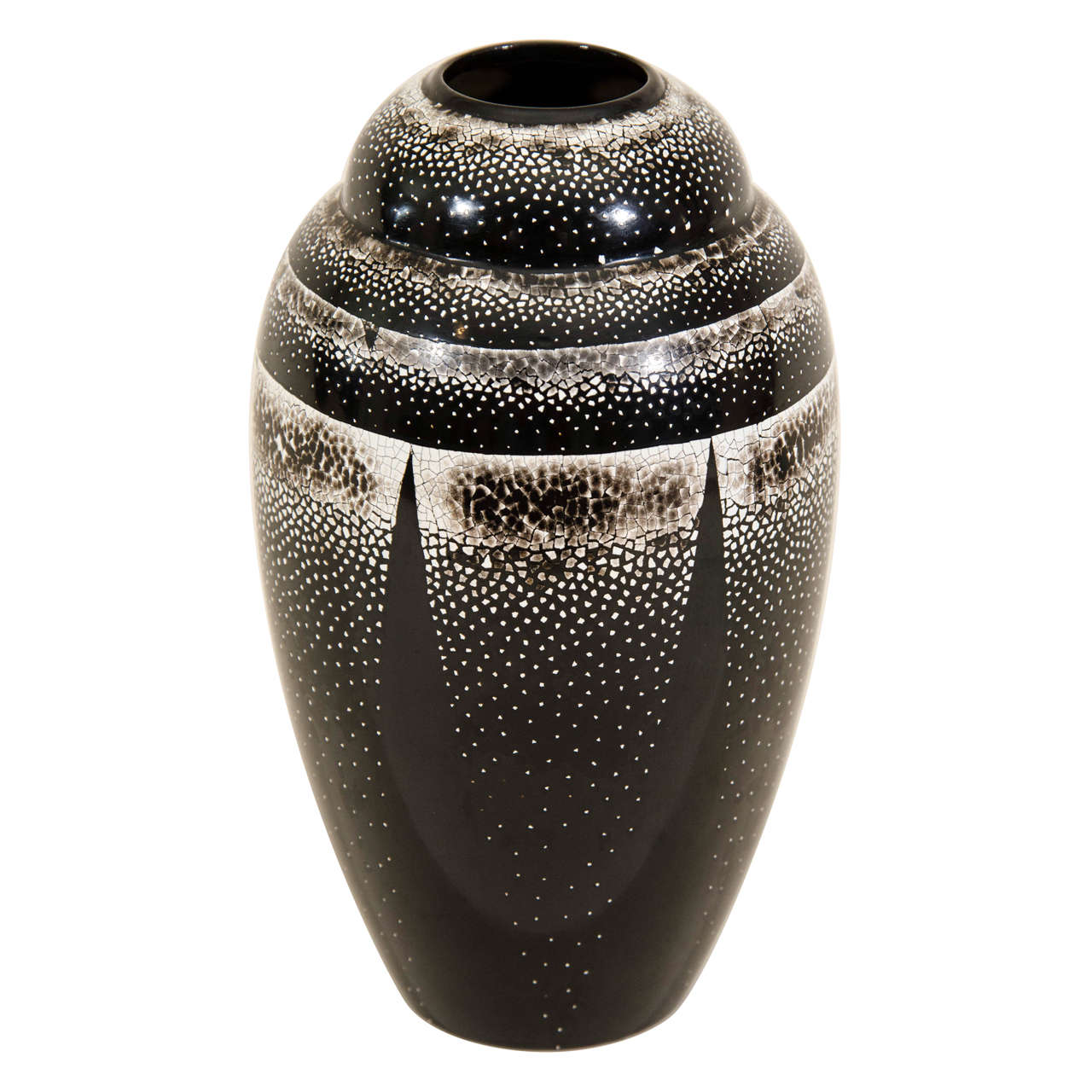 Jean Dunand French Art Deco Ovoid Lacquered Vase For Sale at 1stDibs