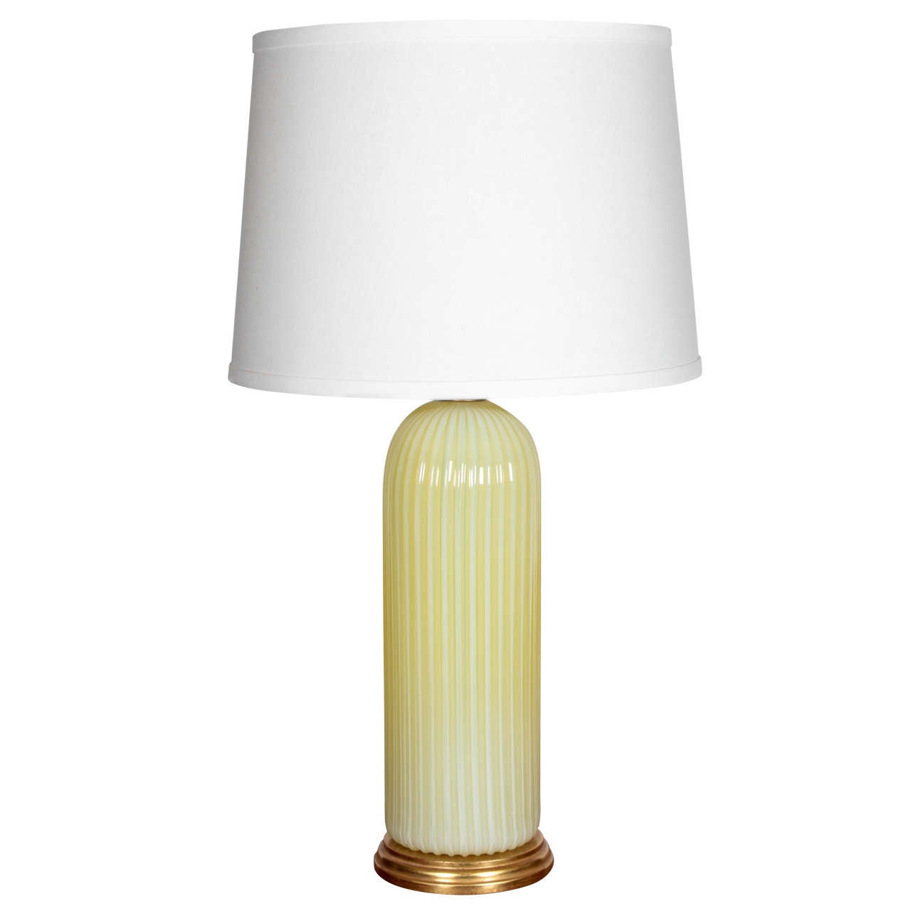 Large Citron Ribbed Seguso Lamp For Sale