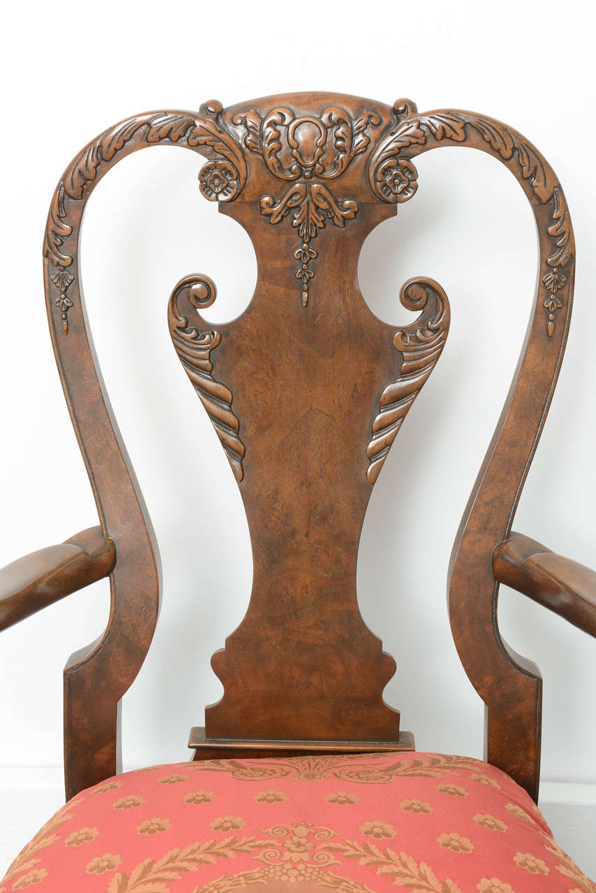 Superb Pair of Mahogany Armchairs by Bakers In Excellent Condition In West Palm Beach, FL