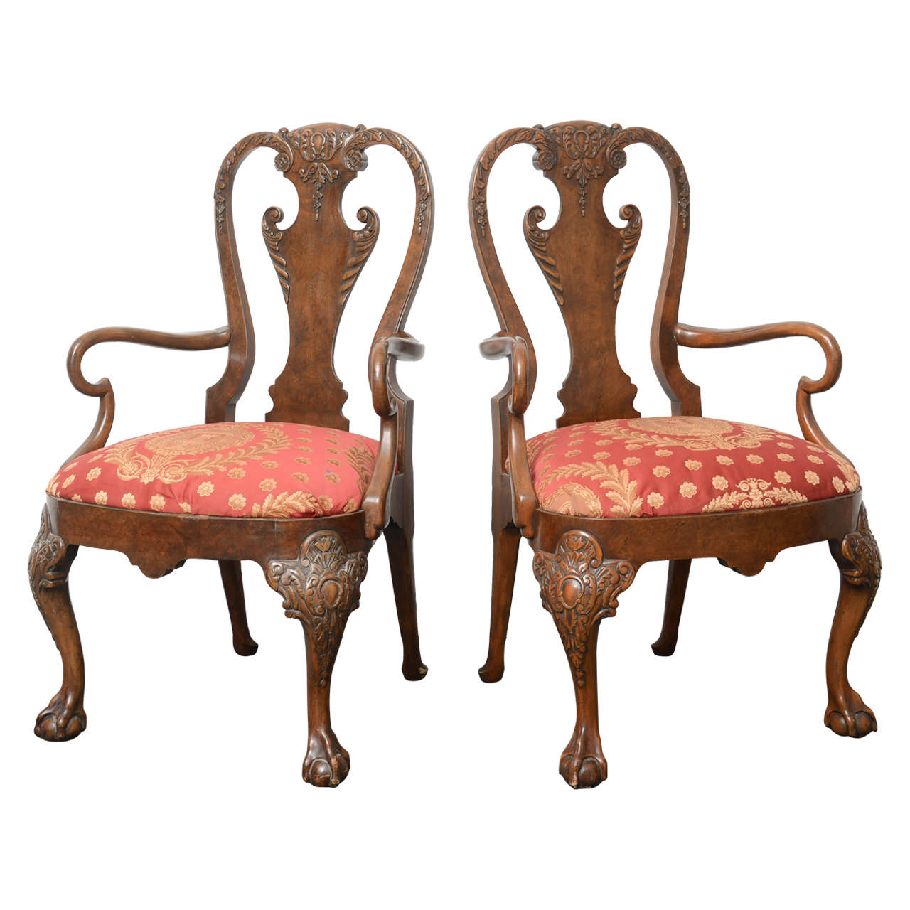 Superb Pair of Mahogany Armchairs by Bakers