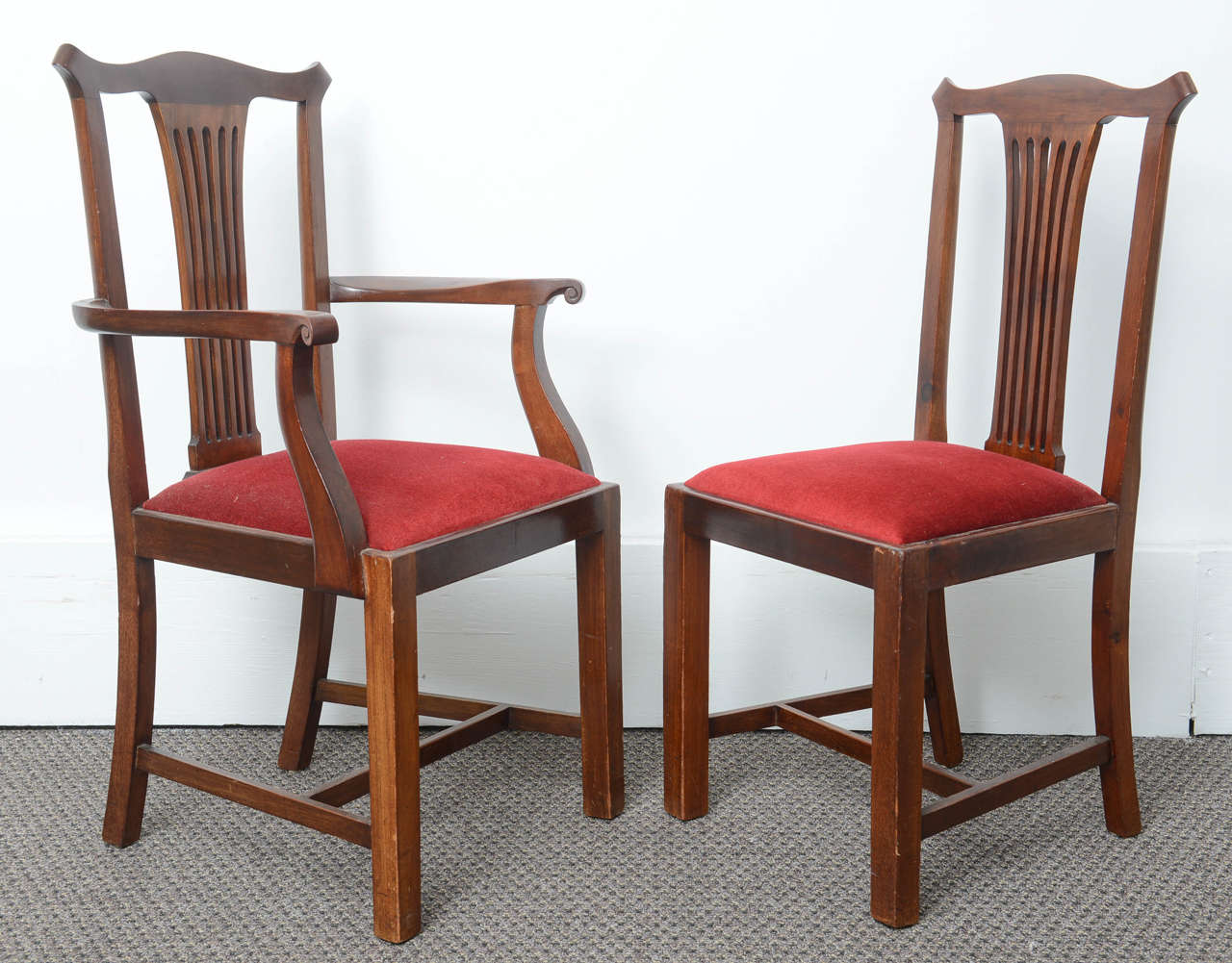 20th Century Set of Eight English Mahogany Dining Chairs