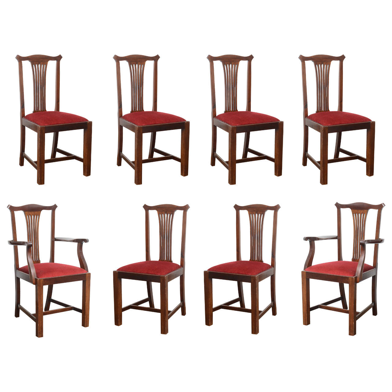 Set of Eight English Mahogany Dining Chairs