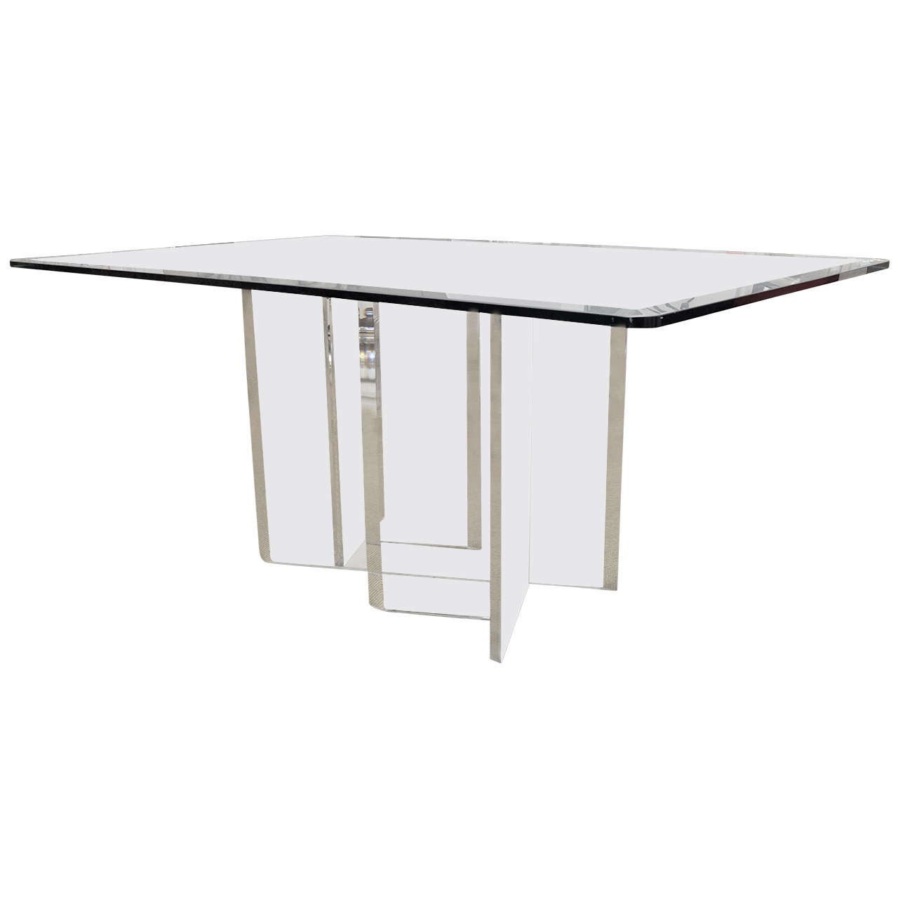 Beveled Glass Top Dining Table with Attractive Lucite Base