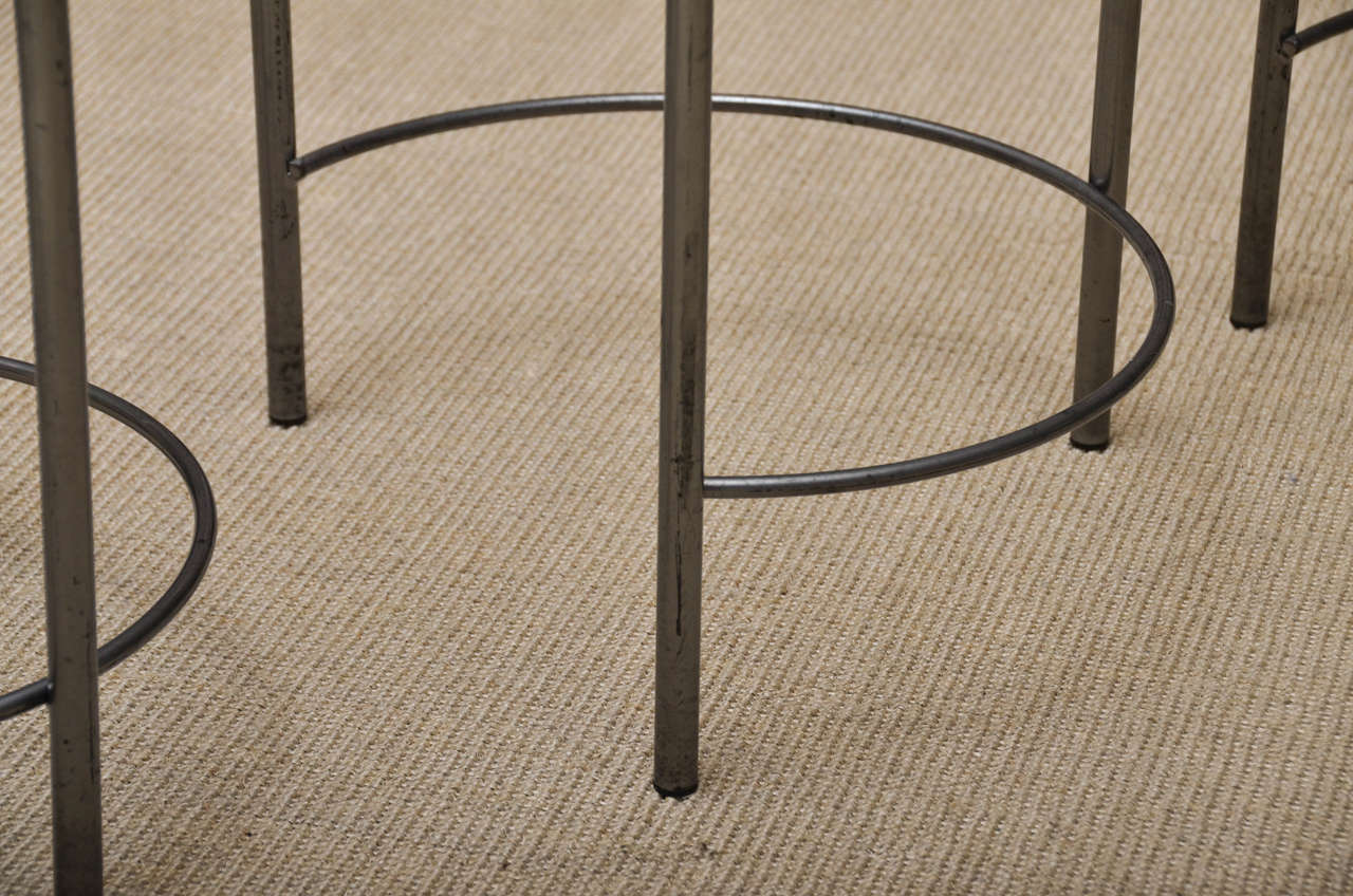Late 20th Century Set of Three Metal and Glass Round Nesting Tables