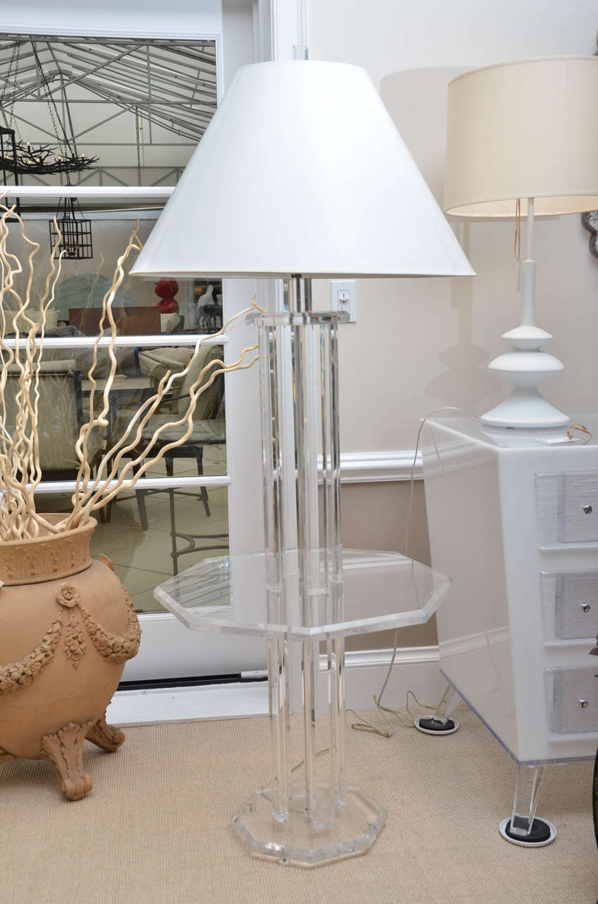 Vintage Lucite Lamp Table with Custom Shade