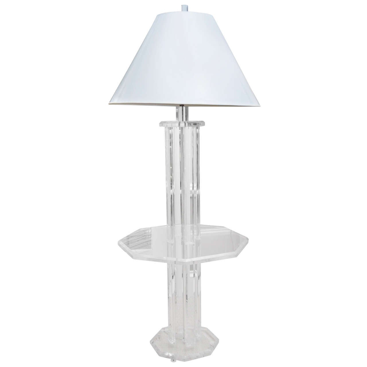 Vintage Lucite Lamp Table with Custom Shade For Sale at 1stDibs