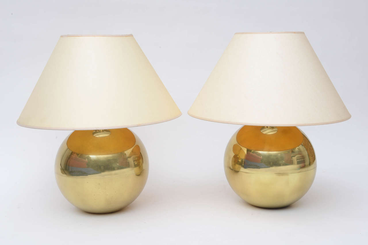 Karl Springer Brass Orb Lamps