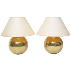 Karl Springer Brass Orb Lamps