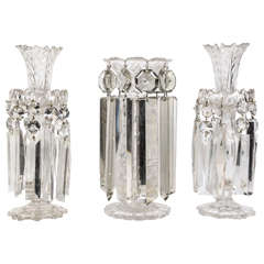 Set of Three 19th Century Crystal Candleholders