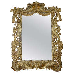 19th Century Huge Mirror with Beautifully Carved Giltwood Frame