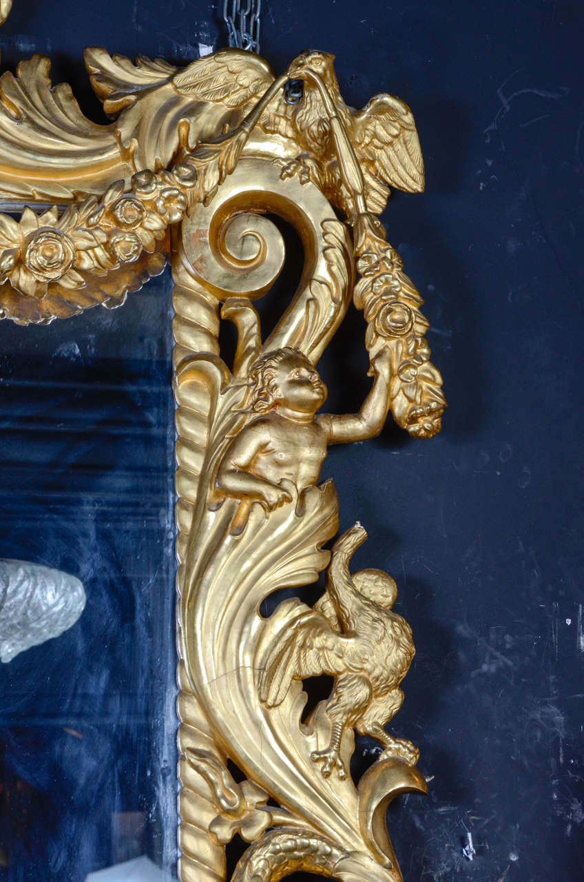 19th Century Huge Mirror with Beautifully Carved Giltwood Frame In Good Condition For Sale In Saint-Ouen, FR