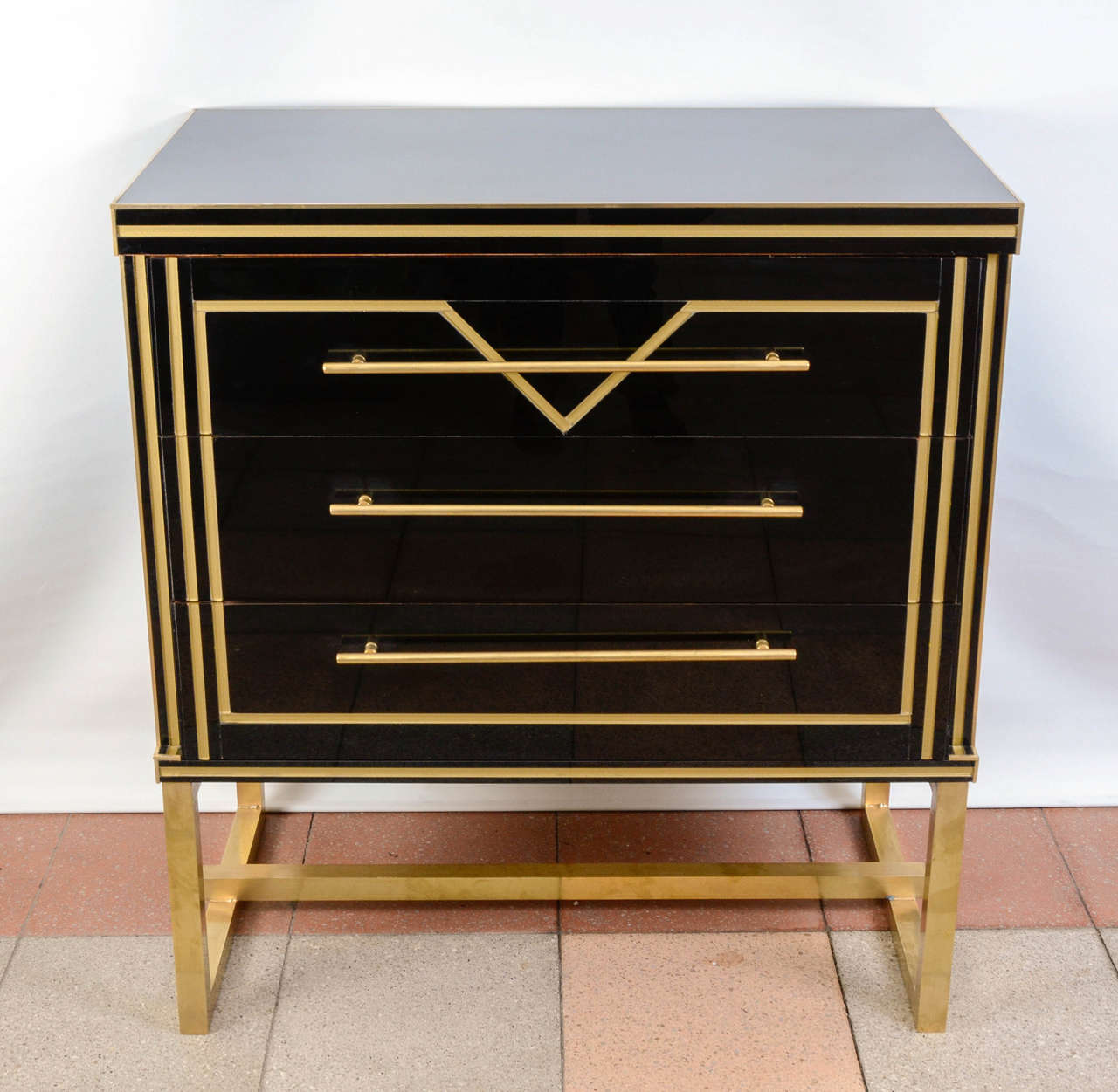 Pair of Nightstands in Tinted Glass at 1stdibs