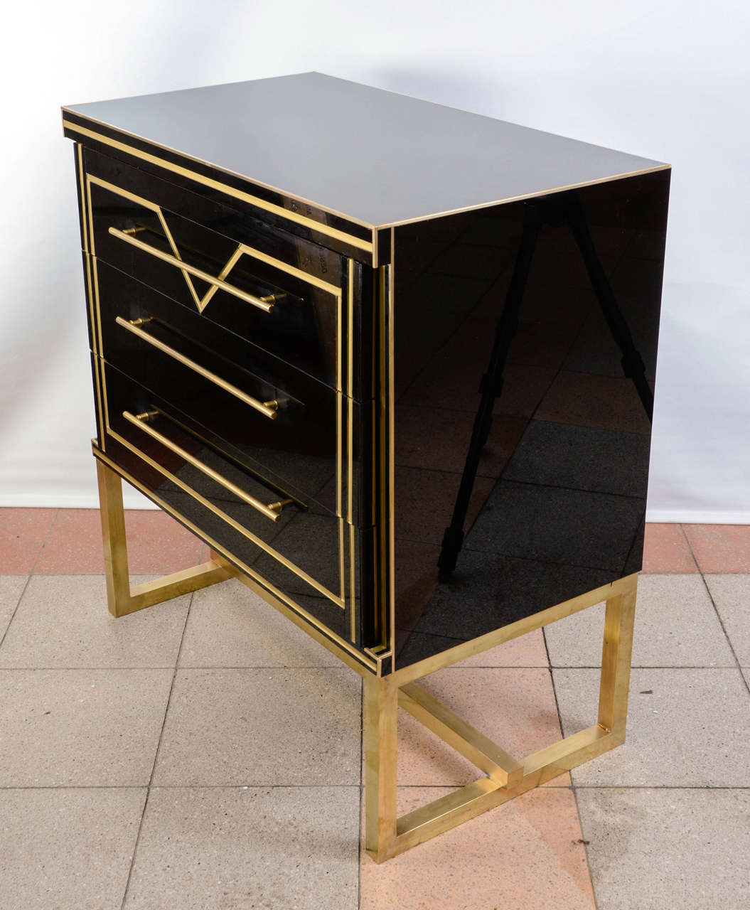 Pair of Nightstands in Tinted Glass at 1stdibs