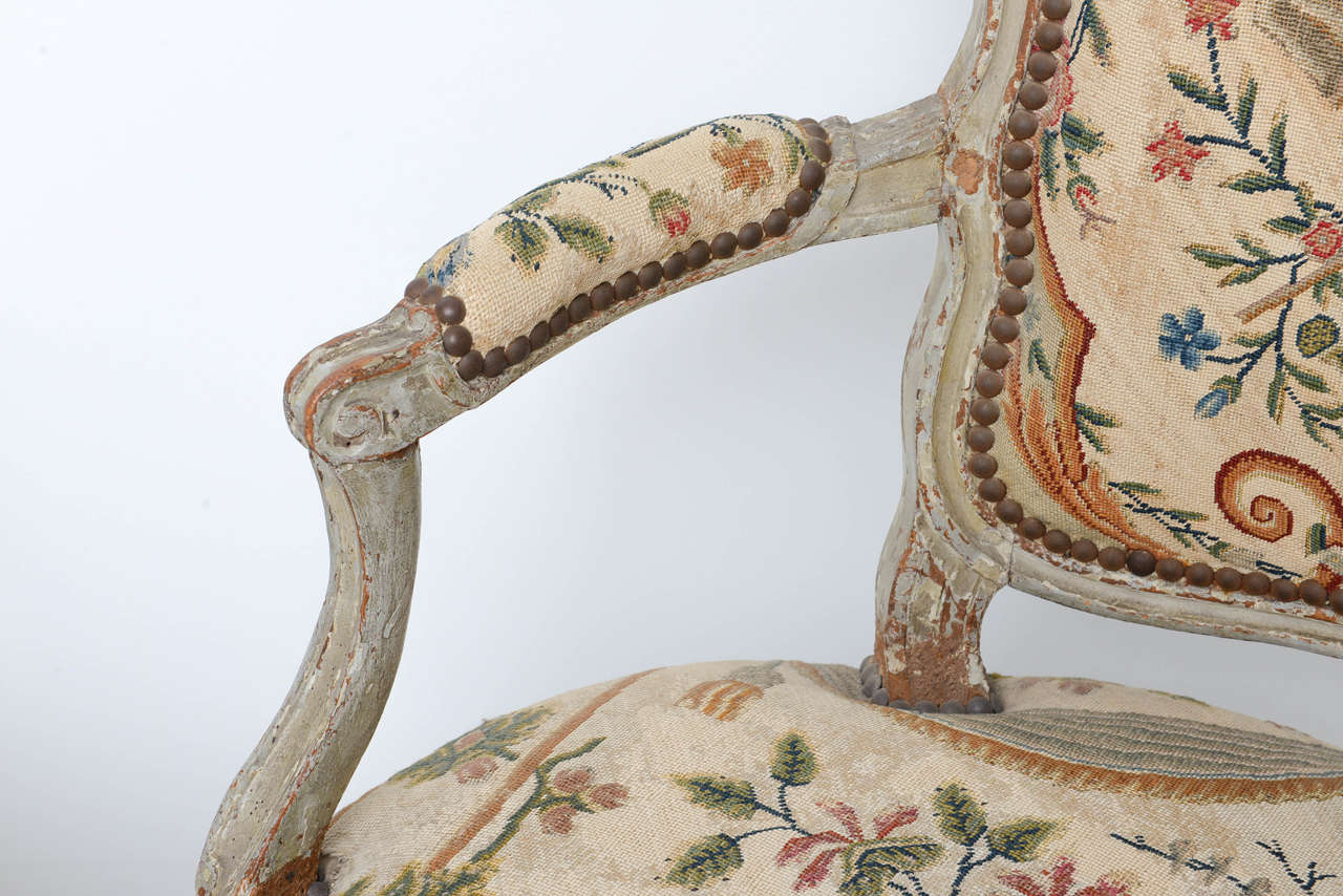 French Pair of 18th Century Louis XV Fauteuil For Sale