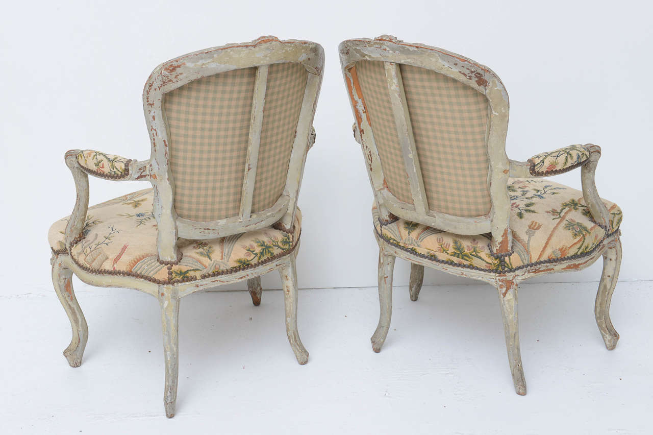 Wood Pair of 18th Century Louis XV Fauteuil For Sale