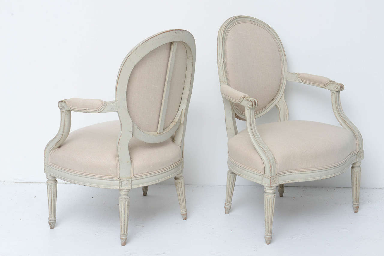 18th Century and Earlier Set of Four Gustavian Medallion Back Armchairs, circa 1770s