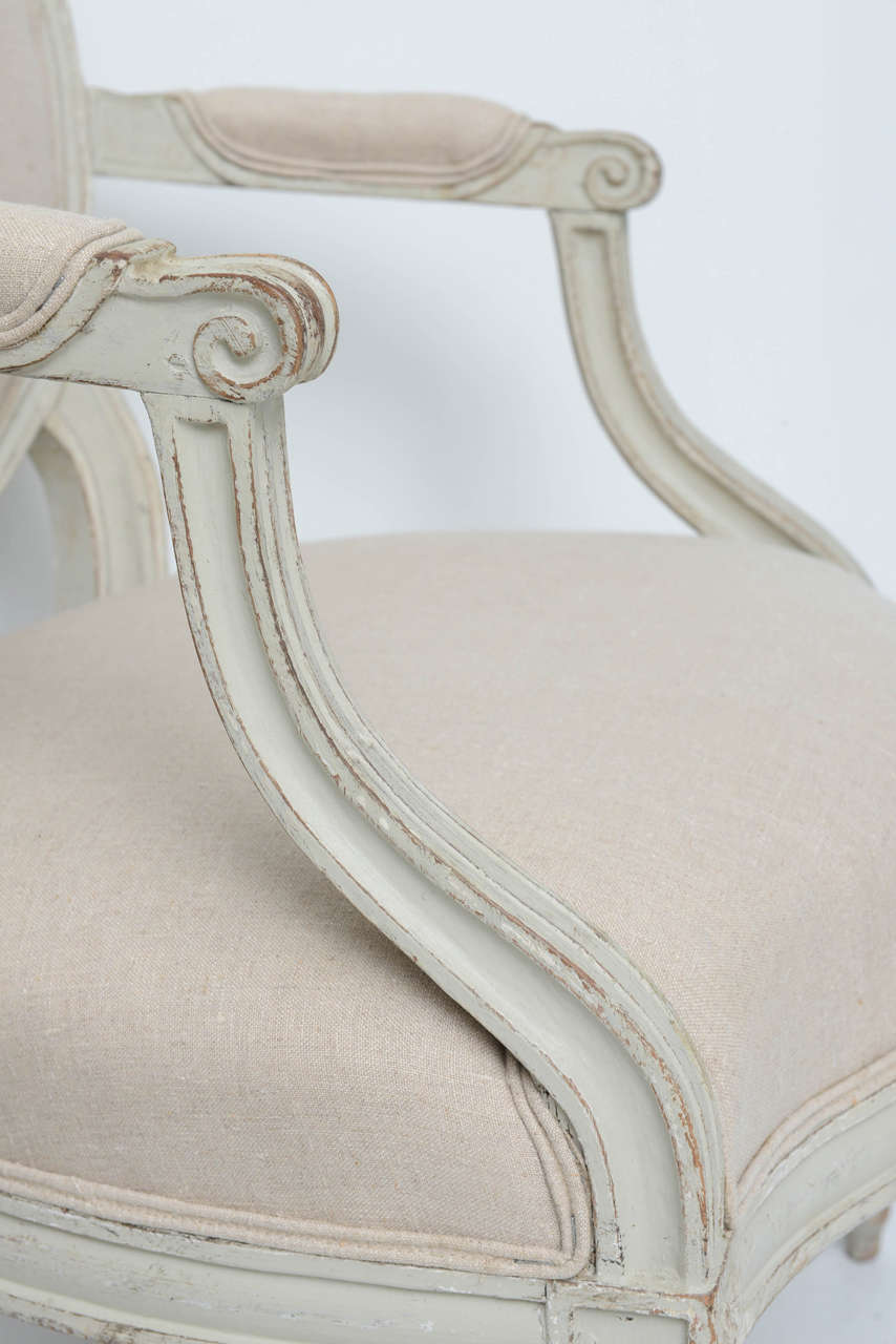 Set of Four Gustavian Medallion Back Armchairs, circa 1770s 3