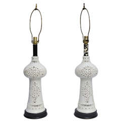 Pair of White Moorish Lamps