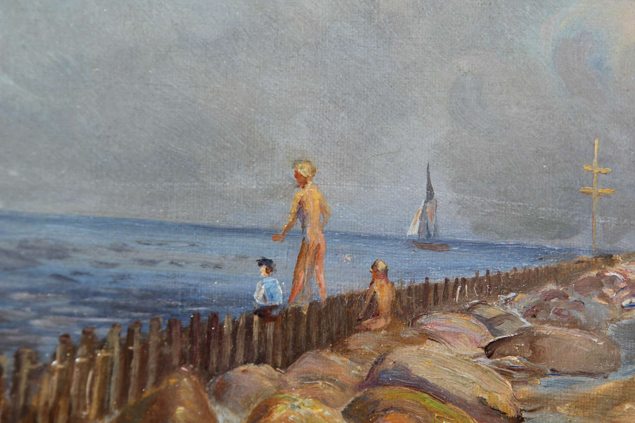20th Century Nude Beach Painting