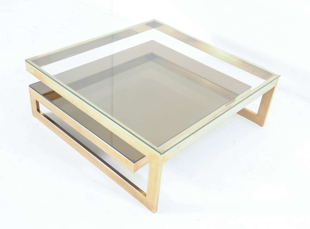 Glass G-Shaped, 23 Carat Gold Plated Coffee Table