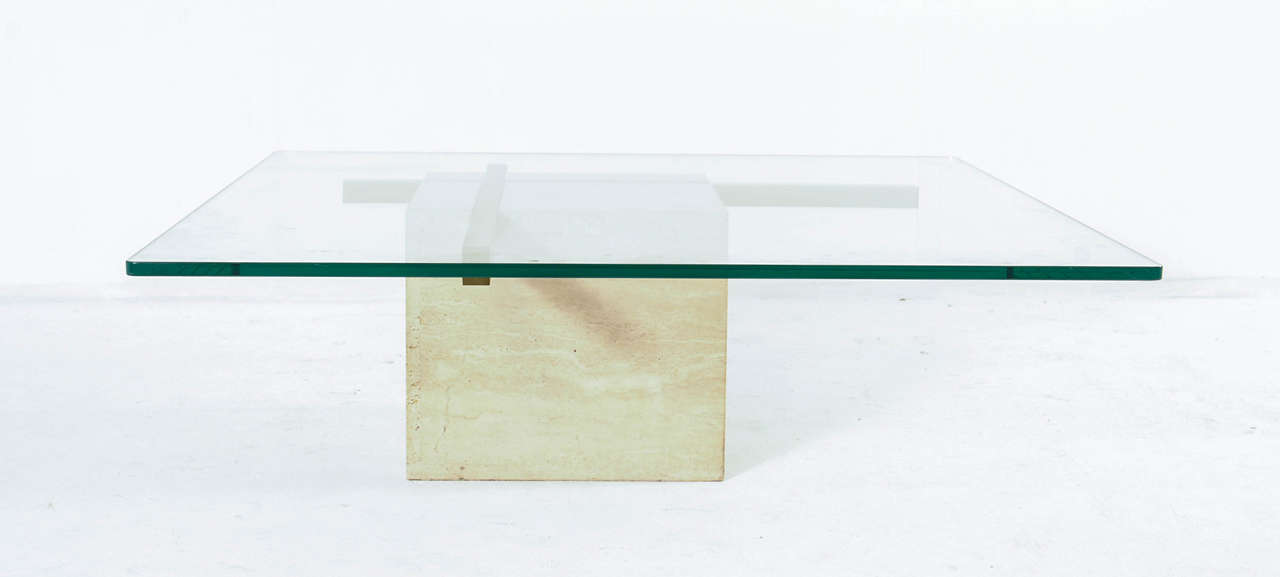 travertine glass coffee table