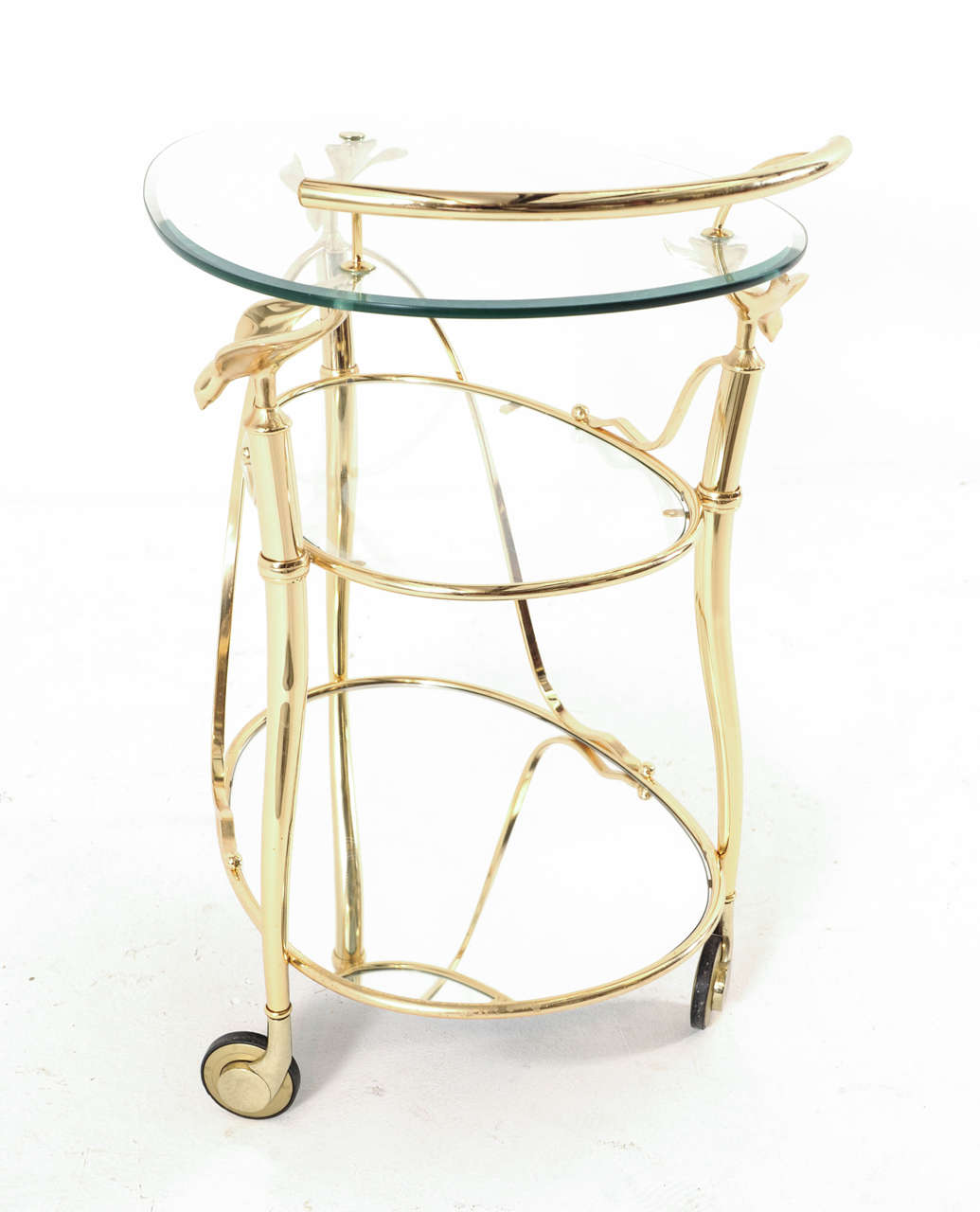 Gilded Bar Cart or Serving Trolley with Three Levels on Wheels 1