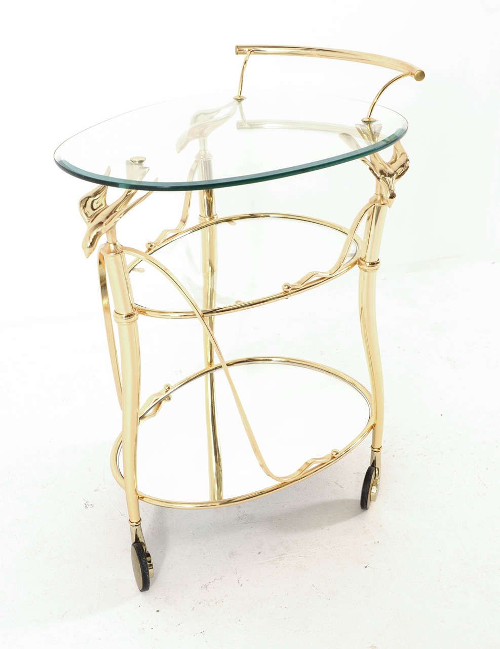 Gilded Bar Cart or Serving Trolley with Three Levels on Wheels 2