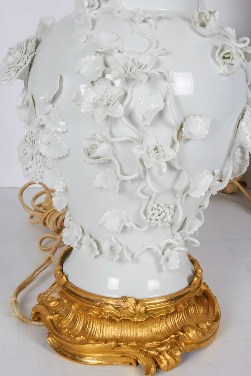 antique porcelain lamps with flowers